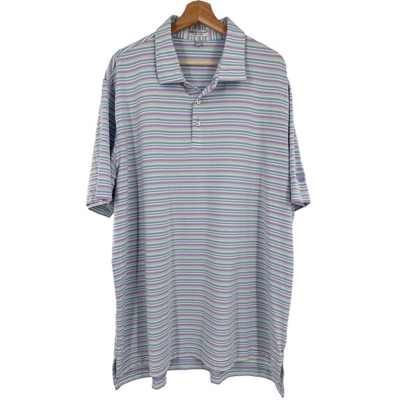 Peter Millar Southern Comfort Polo Men’s XXL Striped Golf Athletic Purple Blue - Picture 1 of 10